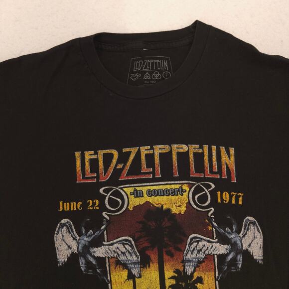 Led Zeppelin Band Crew Neck Short Sleeve Graphic Shirt Adult Mens Size L Black - Picture 1 of 9